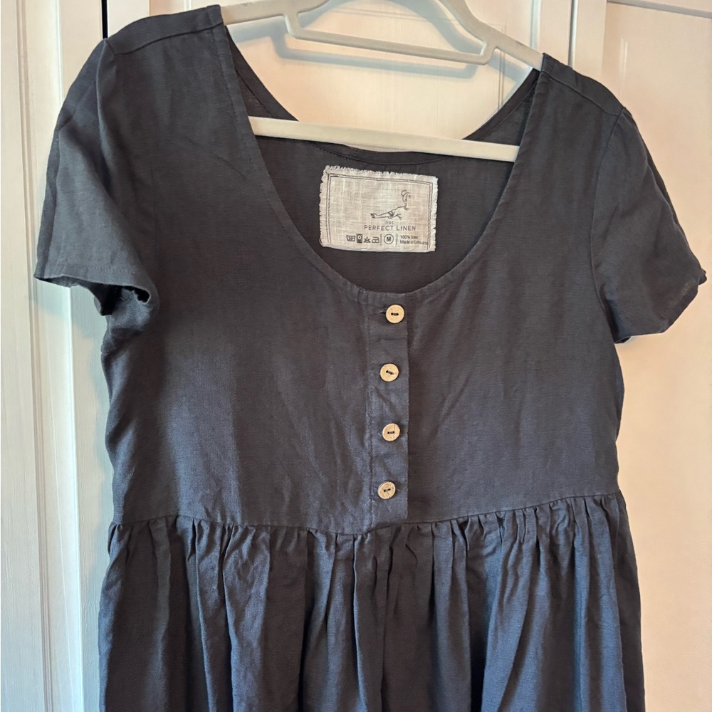 notPERFECTLINEN mama dress, charcoal blue, size M - Picture 2 of 6